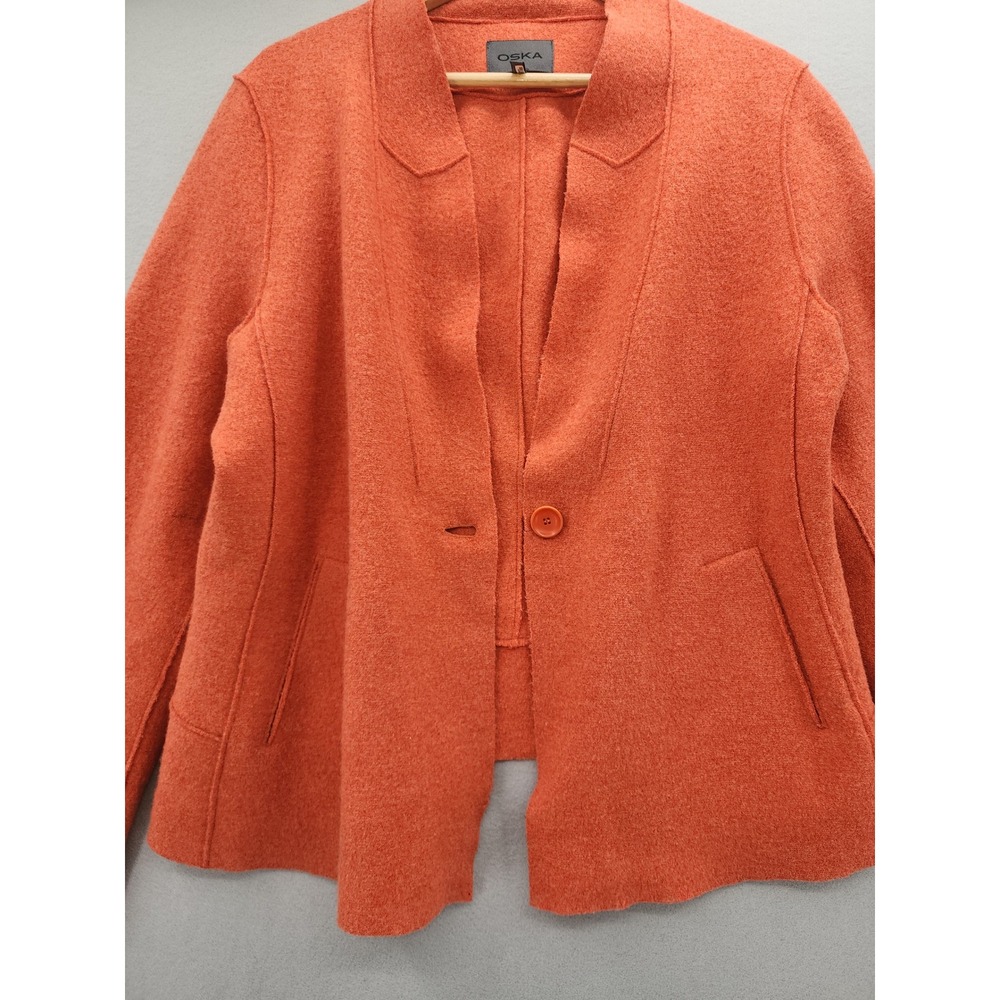 OSKA Boiled Wool Jacket 3 Orange Rust Virgin Wool Moessmer Lagenlook Blazer Coat - Picture 10 of 16